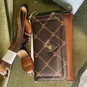 Valentino Brown and Gold Crossbody Bag